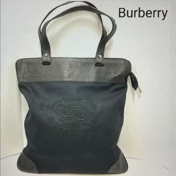 Burberry Black Tote with Embossed Equestrian Crest - Picture 6 of 7